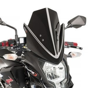 Naken sykkelskjerm egnet for Kawasaki Z 250 SL 15-16 svart frontrute Puig New Generation Sport 7656N