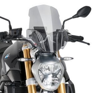Nakensykkelskjerm egnet for BMW R 1200 R 15-18 røykgrå frontrute Puig New Generation Sport 8168H