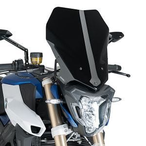 Naken sykkelskjerm egnet for BMW F 800 R 15-19 svart frontrute Puig New Generation Touring 8187N