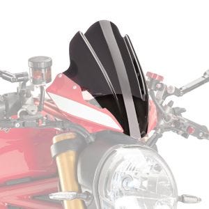 Naken sykkelskjerm egnet for Ducati Monster 1200/ S 14-20 mørk tonet frontrute Puig New Generation Touring 8900F
