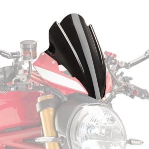 Naken sykkelskjerm egnet for Ducati Monster 1200/ S 14-20 svart frontrute Puig New Generation Touring 8900N