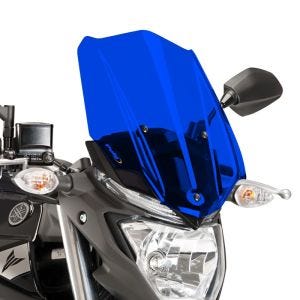 Naken sykkelskjerm egnet for Yamaha MT-03 16-19 blå frontrute Puig New Generation Touring 8932A