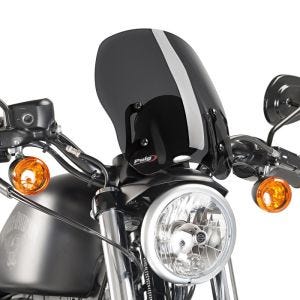 Naken sykkelskjerm egnet for Harley Davidson Sportster 883 Iron 09-20 mørk tonet frontrute Puig New Generation Touring 9283F