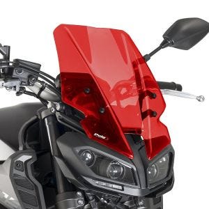 Naken sykkelskjerm egnet for Yamaha MT-09 17-20 rød frontrute Puig New Generation Touring 9377R