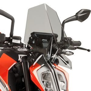 Naken sykkelskjerm egnet for KTM 390 / 125 Duke 17-23 røykgrå frontrute Puig New Generation Sport 9514H