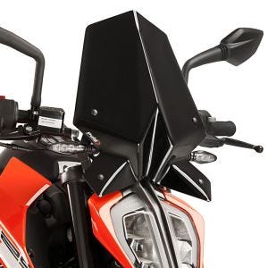 Nakensykkelskive egnet for KTM 390 / 125 Duke 17-23 svart frontrute Puig New Generation Sport 9514N
