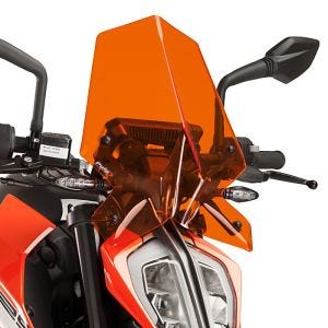 Naken sykkelskjerm egnet for KTM 390 / 125 Duke 17-23 Oransje frontrute Puig New Generation Sport 9514T
