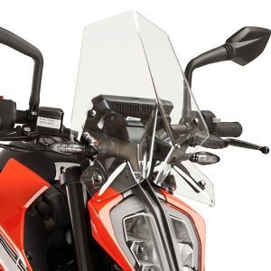 Naken sykkelskjerm egnet for KTM 390 / 125 Duke 17-23 klar frontrute Puig New Generation Sport 9514W