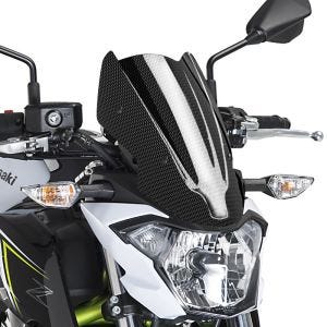 Naken sykkelskjerm egnet for Kawasaki Z 650 17-19 Carbon look frontrute Puig New Generation Sport 9588C