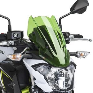 Naken sykkelskjerm egnet for Kawasaki Z 650 17-19 grønn frontrute Puig New Generation Sport 9588V