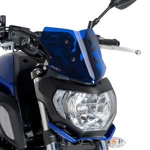 Naken sykkelskjerm egnet for Yamaha MT-07 18-24 blå frontrute Puig New Generation Sport 9666A