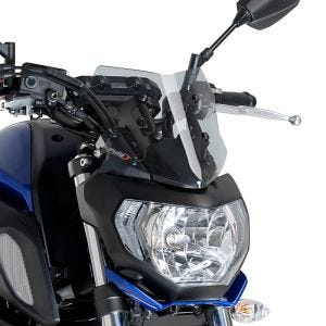 Naken sykkelskjerm egnet for Yamaha MT-07 18-24 røykgrå frontrute Puig New Generation Sport 9666H