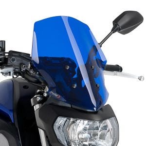 Naken sykkelskjerm egnet for Yamaha MT-07 18-24 blå frontrute Puig New Generation Touring 9667A