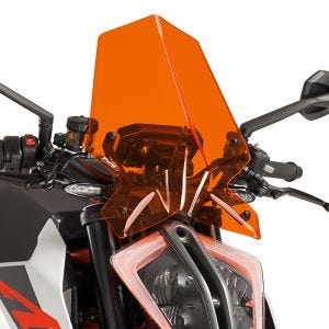 Naken sykkelskjerm egnet for KTM 1290 Super Duke R 17-19 Oransje frontrute Puig New Generation Touring 9692T