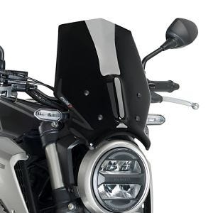 Naken sykkelskjerm egnet for Honda CB 125 R 18-22 svart frontrute Puig New Generation Sport 9734N