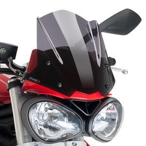 Naken sykkelskjerm egnet for Triumph Street Triple S 17-19 mørk tonet frontrute Puig New Generation Sport 9999F
