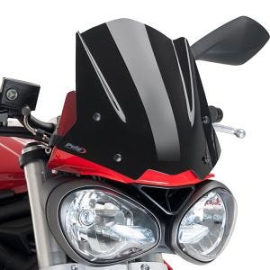 Naken sykkelskjerm egnet for Triumph Street Triple S 17-19 svart frontrute Puig New Generation Sport 9999N