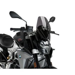 Naken sykkelskjerm egnet for BMW F 900 R 20-24 mørk tonet frontrute Puig New Generation Sport 20360F