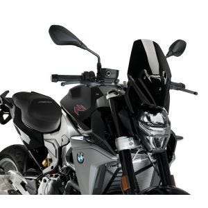 Naken sykkelskjerm egnet for BMW F 900 R 20-24 svart frontrute Puig New Generation Sport 20360N