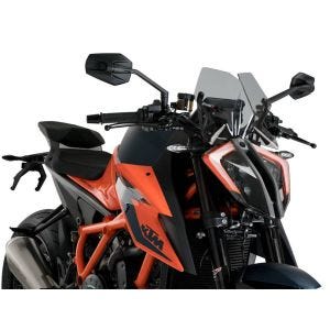 Nakensykkelskjerm egnet for KTM 1290 Super Duke R 20-23 røykgrå frontrute Puig New Generation Sport 20425H