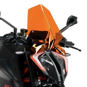 Naken sykkelskjerm egnet for KTM 1290 Super Duke R 20-23 Oransje frontrute Puig New Generation Touring 20461T