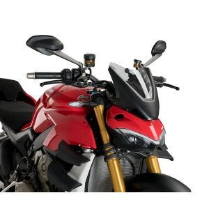 Naken sykkelskjerm egnet for Ducati Streetfighter V4 / S 20-24 røykgrå frontrute Puig New Generation Sport 20467H