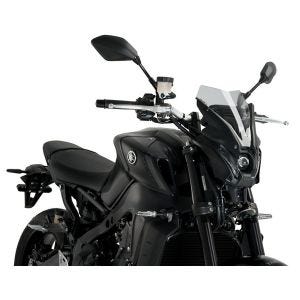 Naken sykkelskjerm egnet for Yamaha MT-09 21-23 røykgrå frontrute Puig New Generation Sport 20644H