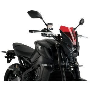 Naken sykkelskjerm egnet for Yamaha MT-09 21-23 rød frontrute Puig New Generation Sport 20644R