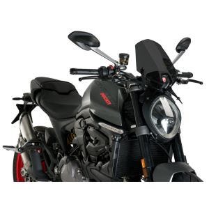 Naken sykkelskjerm egnet for Ducati Monster 937 21-24 mørk tonet frontrute Puig New Generation Sport 20712F