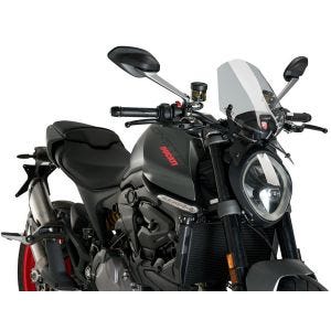 Naken sykkelskjerm egnet for Ducati Monster 937 21-24 røykgrå frontrute Puig New Generation Sport 20712H