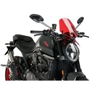 Naken sykkelskive egnet for Ducati Monster 937 21-24 rød frontrute Puig New Generation Sport 20712R