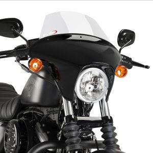 Batwing styredeksel med frontrute egnet for Harley Davidson Sportster 883 Iron (XL883N) 09-20 frontrute gjennomsiktig Puig SML Touring 21054W