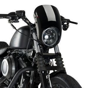 Kåpeskjerm egnet for Harley Davidson Sportster 883 Iron 09-20 Puig Anarchy 21083N halv kåpe med frontrute svart