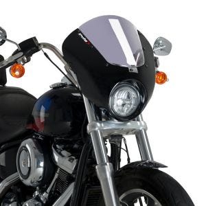 Fairing skjerm egnet for Harley Davidson Softail Low Rider 18-20 Puig Dark Night 21096H halv fairing med frontrute blank svart røykgrå