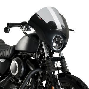 Kåpeskjerm egnet for Harley Davidson Sportster 883 Iron 09-20 Puig Dark Night 21097H halv kåpe med frontrute blank svart røykgrå