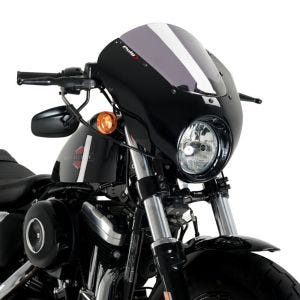 Kåpeskjerm egnet for Harley Davidson Sportster 48 15-20 Puig Dark Night 21098H halv kåpe med frontrute blank svart røykgrå