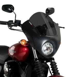 Kåpeskjerm egnet for Harley Davidson Street 750 17-20 Puig Dark Night 21099F halv kåpe med frontrute blank svart mørk tonet