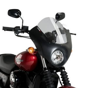 Kåpeskjerm egnet for Harley Davidson Street 750 17-20 Puig Dark Night 21099H halv kåpe med frontrute blank svart røykgrå