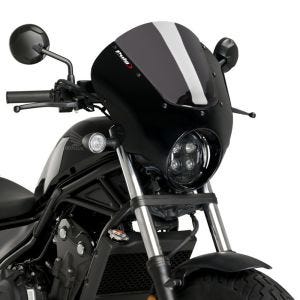 Kåpeskjerm egnet for Honda Rebel 500 CMX 20-24 Puig Dark Night 21102F halv kåpe med frontrute blank svart mørk tonet