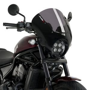 Kåpeskjerm egnet for Honda Rebel 1100 CMX 21-24 Puig Dark Night 21104F halv kåpe med frontrute blank svart mørk tonet