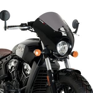 Fairing skjerm egnet for Indian Scout Bobber 18-23 Puig Dark Night 21107F halv fairing med frontrute blank svart røykgrå
