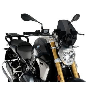 Naken sykkelskjerm egnet for BMW R 1250 R 19-24 mørk tonet frontrute Puig New Generation Sport 3624F