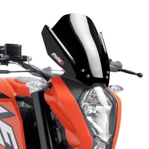 Nakensykkelskive egnet for KTM 390 / 200 / 125 Duke 11-16 svart frontrute Puig New Generation Sport 6275N