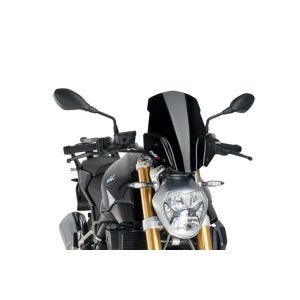Naken sykkel frontrute egnet for BMW R 1200 R 15-18 Puig 7651N New Generation Sport frontrute svart