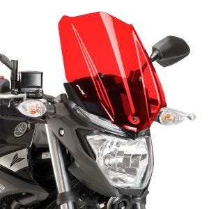 Naken sykkelskjerm egnet for Yamaha MT-03 16-19 rød frontrute Puig New Generation Touring 8932R