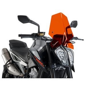 Naken sykkelskjerm egnet for KTM 790 DUKE 18-21 Oransje frontrute Puig New Generation Sport 9668T