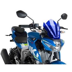 Naken sykkelskjerm egnet for Suzuki GSX-S 125 17-21 blå frontrute Puig New Generation Sport 9873A