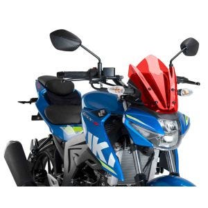 Naken sykkelskjerm egnet for Suzuki GSX-S 125 17-21 rød frontrute Puig New Generation Sport 9873R