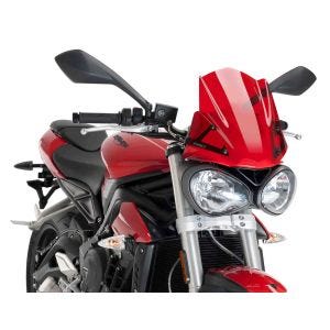 Naken sykkelskjerm egnet for Triumph Street Triple S 17-19 rød frontrute Puig New Generation Sport 9999R