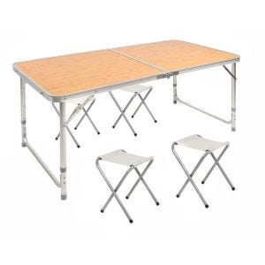 Campingbord + 4 stoler sammenleggbart aluminium Vanit M51 sammenleggbart bordmøbelsett høydejusterbart utendørs NYHET
